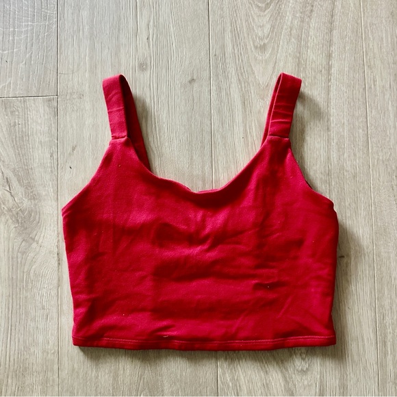 Alo Yoga Scarlet Red Set: Fortify Tank + Moto High Waisted Leggings Sz Small - Picture 4 of 8